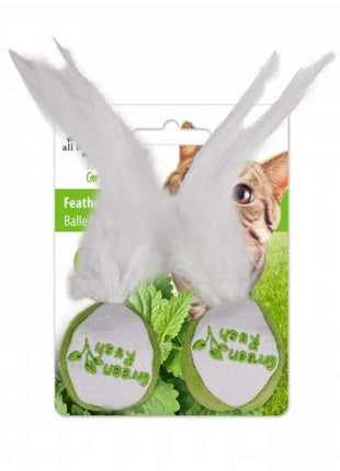 All for Paws Green Rush Feather Ball - 2er Pack