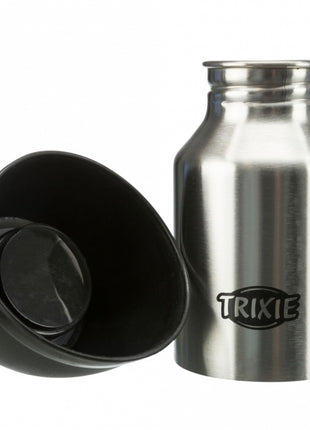 Trixie Edelstahl-Flasche mit Trinknapf