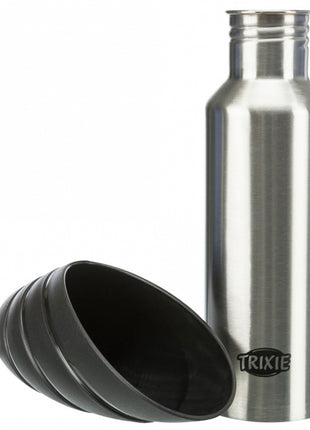 Trixie Edelstahl-Flasche mit Trinknapf