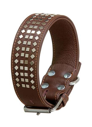 Karlie Vintage Halsband mit 4eck-Nieten 50mm - Braun