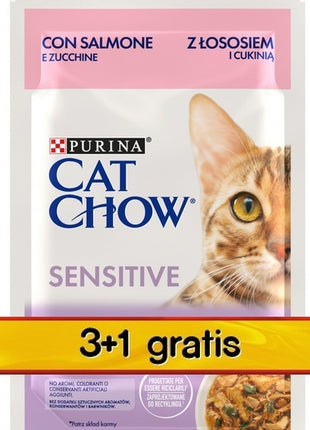 Purina Cat Chow Sensitive Łosoś saszetki 3+1 GRATIS 4x85g