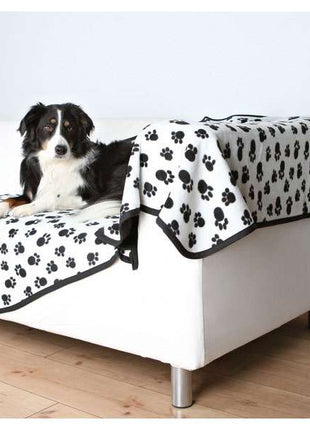 Trixie Fleecedecke Benny 150 x 100 cm - Weiß mit Pfoten
