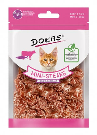 Dokas Cat Snack Ministeak Rind & Kabeljau 25g