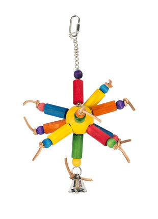 Duvoplus buntes Vogelspielzeug aus Holzblöcken/Leder