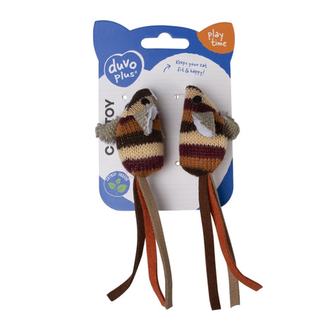Duvoplus Cat Toy Knitted Mäuse braun