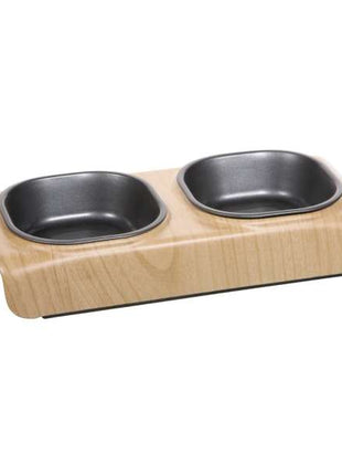 CATIT Design Melamin-Doppelnapf in Holzdekor, 2x230 ml