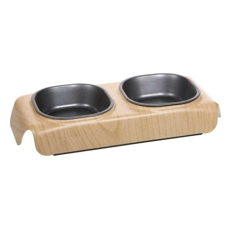 CATIT Design Melamin-Doppelnapf in Holzdekor, 2x230 ml