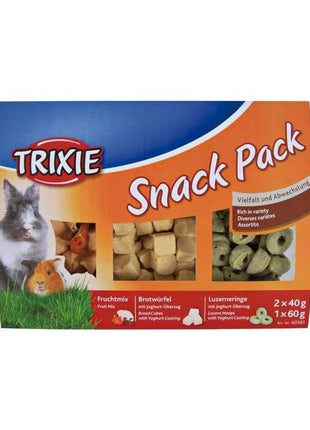 Trixie Snack Pack - Fruchtmix, Brotwürfel, Luzerneringe