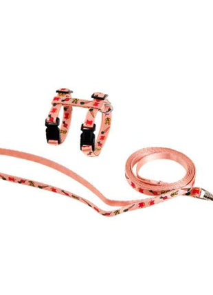 Karlie Kaninchengeschirr mit Leine - Rosa mit Motiv