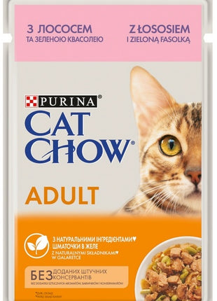 Purina Cat Chow Łosoś i zielona fasolka saszetka 85g