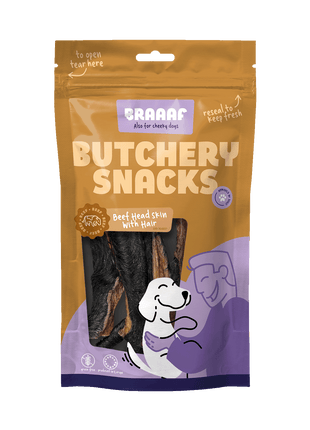 Braaaf Butchery Snacks Runderkophuid met haar 150 g