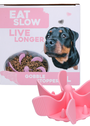 Eat Slow Live Longer Gobble Stopper Roze