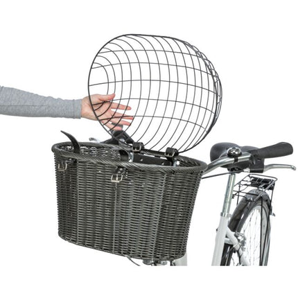 Trixie Lenker-Fahrradkorb mit Drahtverdeck Anthrazit - Für Hunde und Katzen bis 7kg