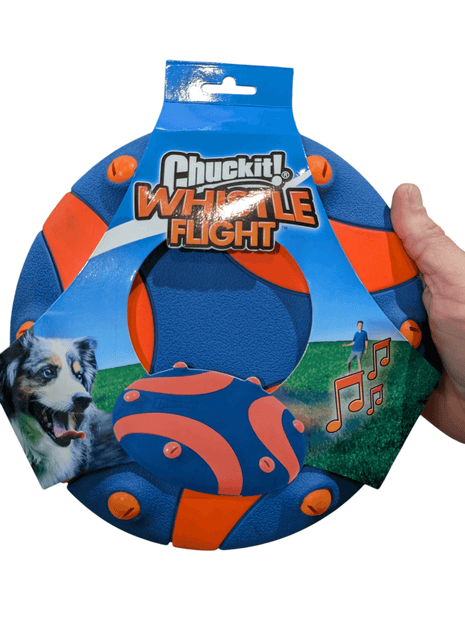 Chuckit Whistle Frisbee – Großes Frisbee mit lustigem Sound – Für mittelgroße und große Hunde