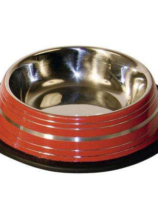 Kerbl Edelstahlnapf gestreift 450ml - Rot