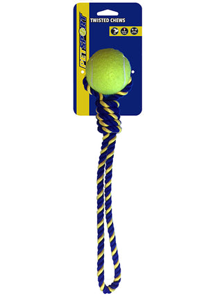 PETSPORT Baumwollseil mit Ball, 38 cm